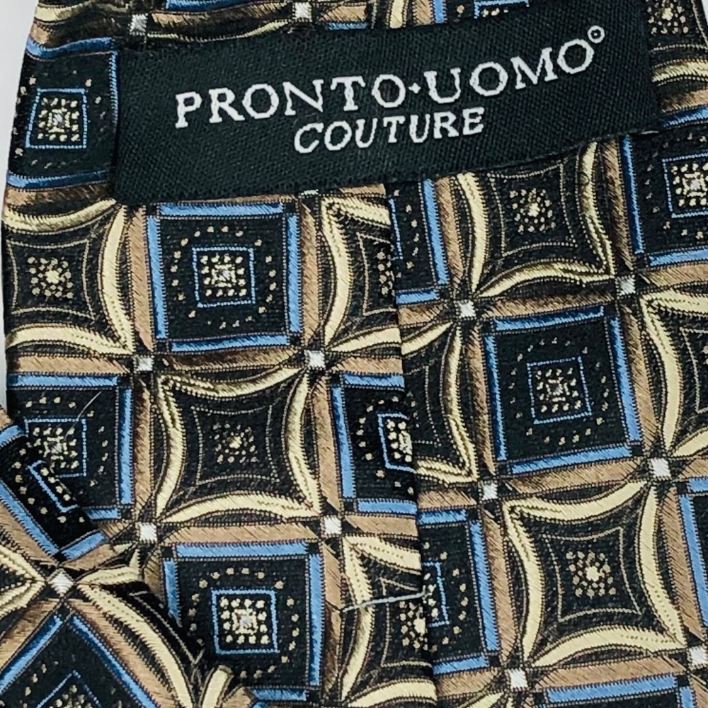 3/$15 Pronto Uomo Couture Designer Silk Pewter Tie